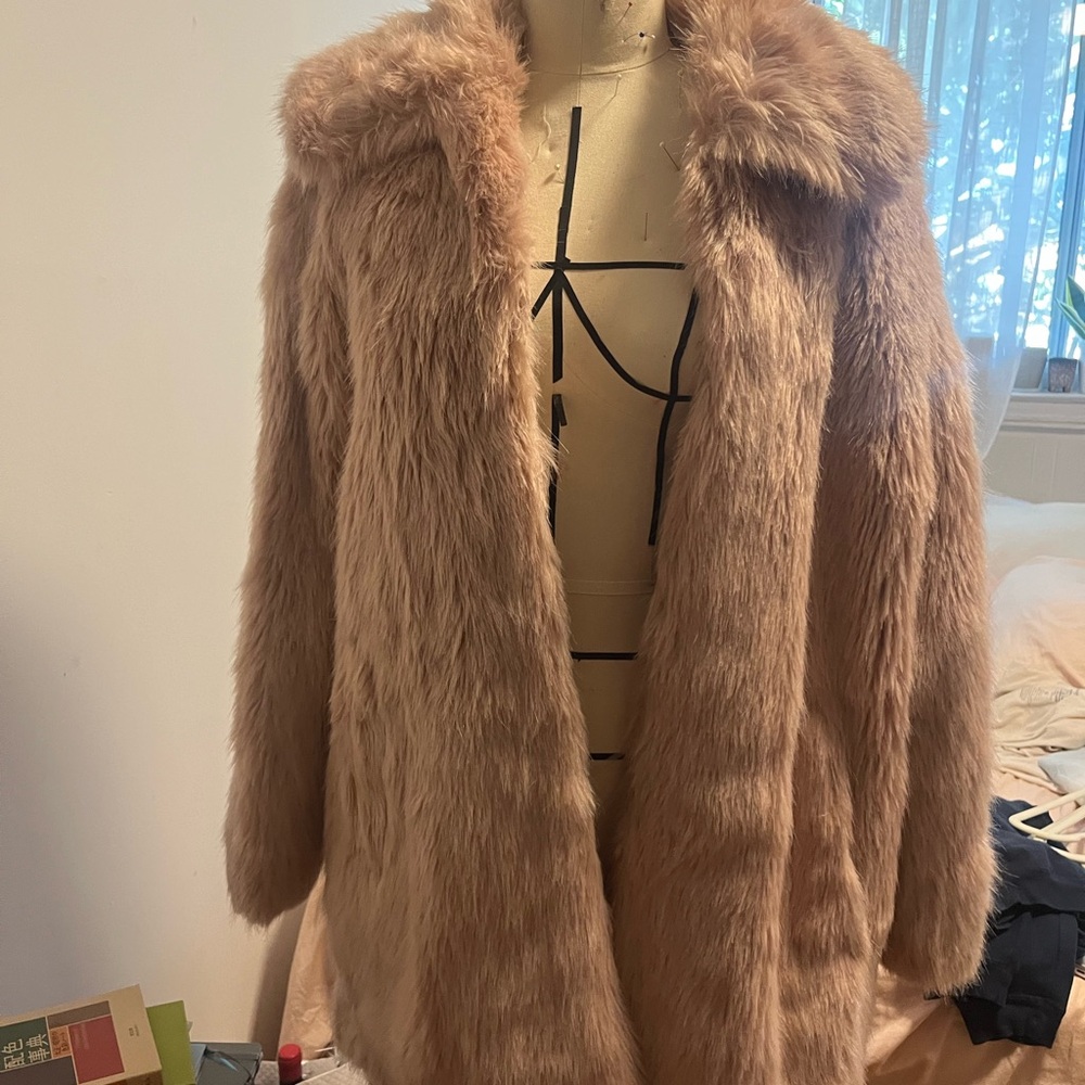 Marc Cain Faux Fur Jacket in Blush Pink